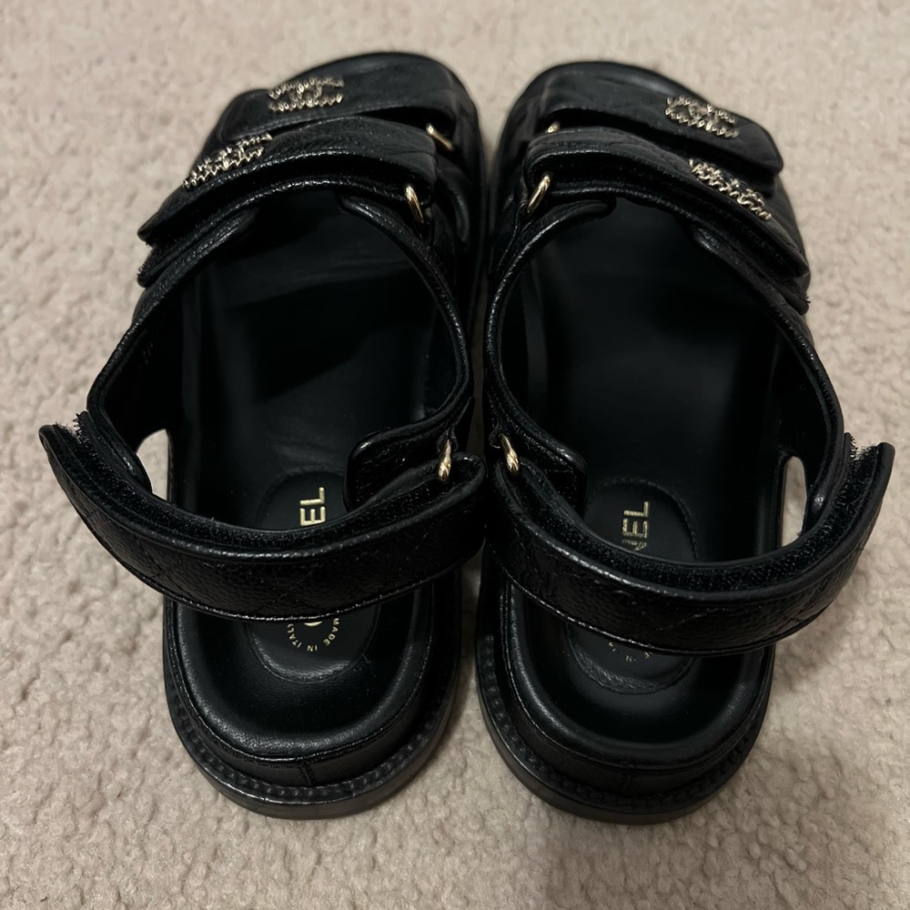 Chanel Dad Sandals 37.5 calf skin, Gold hardware - Picture 4 of 5
